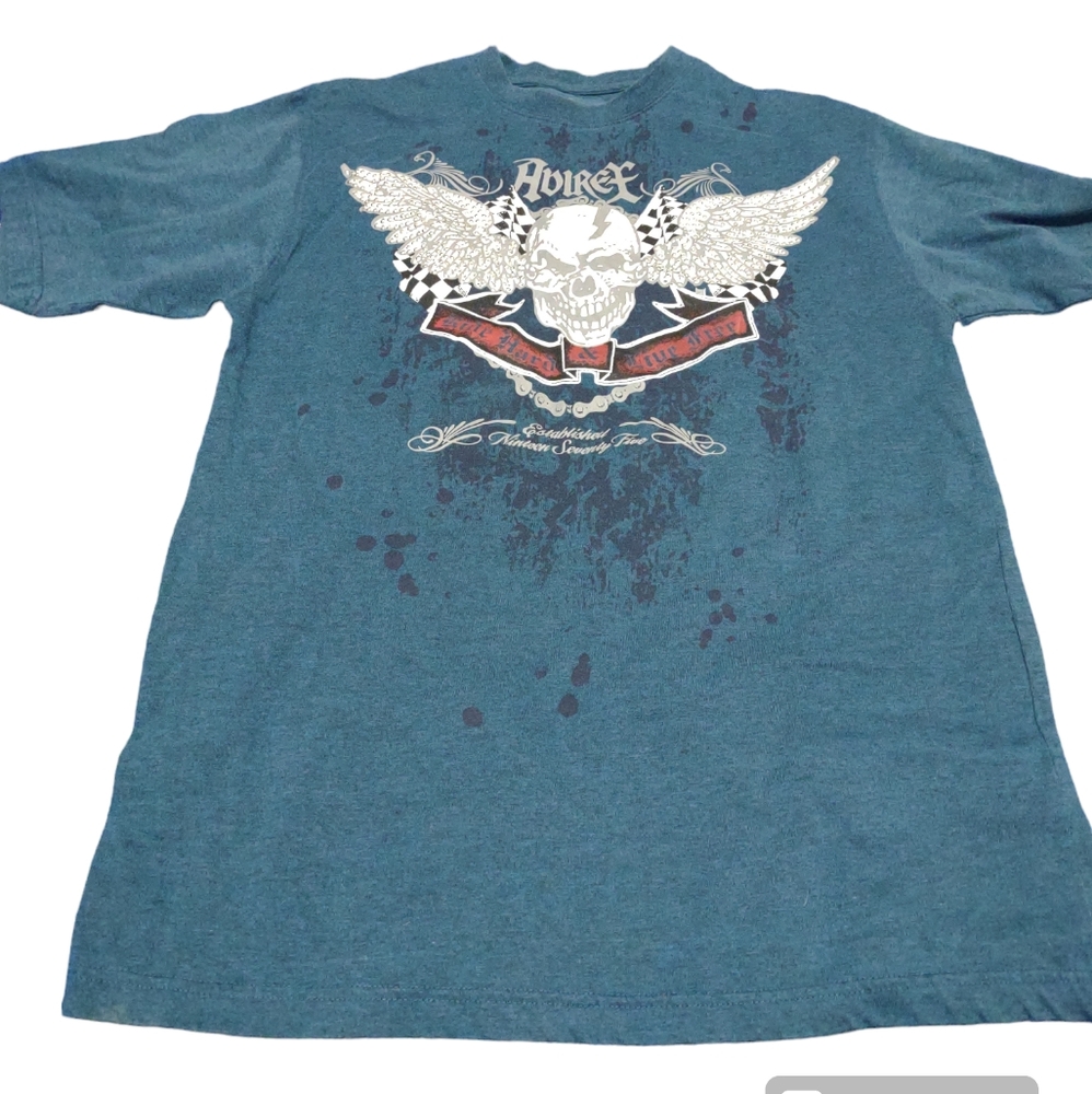 Avirex Skull Graphic Tee Shirt Size Large‎ Motorcycle Lightweight Punk Grunge - Picture 2 of 5